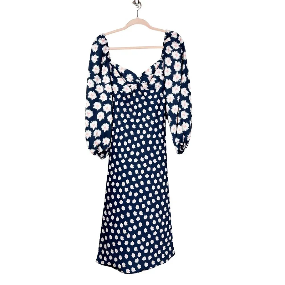 NWT SACHIN + BABI Melody Dress Ikat Blue/ Pink Midi Casual Cutout Puff Sleeve 2 - Picture 4 of 14